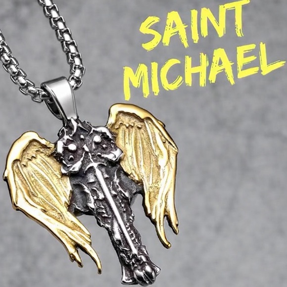 Archangel Michael Celtic Cross Saint Religious Catholic Protection Medal Pendant - Picture 3 of 15